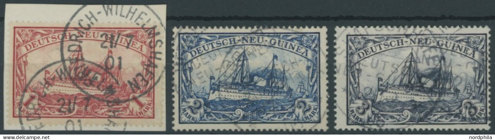 DEUTSCH-NEUGUINEA 16-18 O, 1901, 1 -3 M. Kaiseryacht, 3 Pachtwerte, Mi. 350.- - German New Guinea