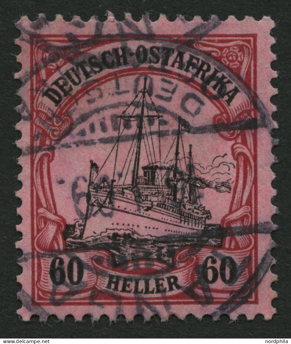 DEUTSCH-OSTAFRIKA 37 O, 1906, 60 H. Dunkelrötlichkarmin/schwarz Auf Mattrosarot, Mit Wz., Pracht, Signiert, Mi. 240.- - África Oriental Alemana