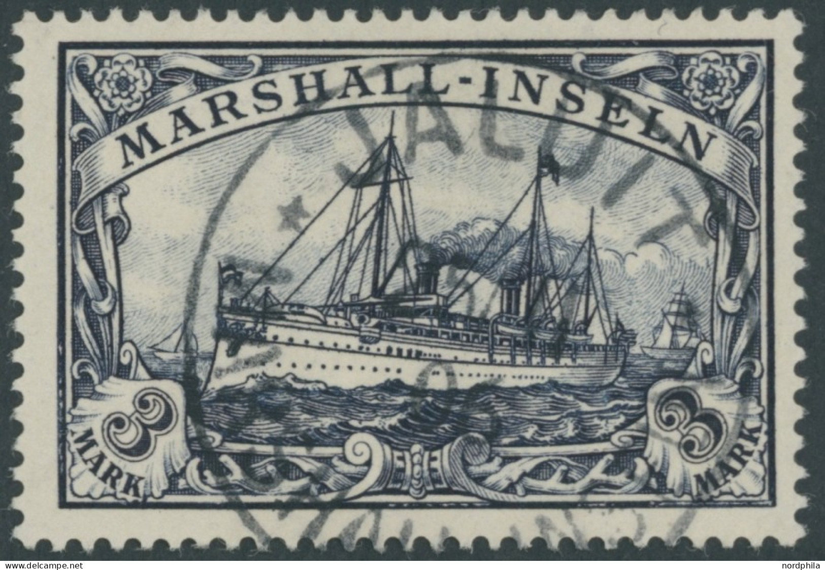 MARSHALL-INSELN 24 O, 1901, 3 M. Violettschwarz, Pracht, Mi. 240.- - Marshall