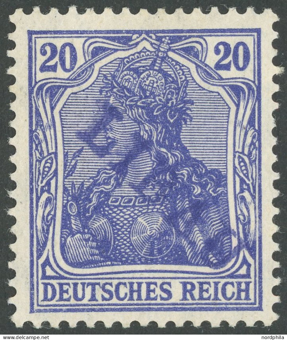 LIBAU 4Ab , 1919, 20 Pf. Dunkelviolettblau, Type I, Falzrest, Ein Kurzer Zahn Sonst Pracht, Kurzbefund Nagler, Mi. 170.- - Bezetting 1914-18