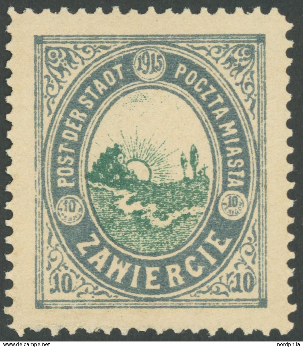 POLEN-ZAWIERCIE 1III , 1916, 10 Pf. Stadtpost, Ohne Kontrolleindruck, Ohne Gummi, Pracht - Bezetting 1914-18