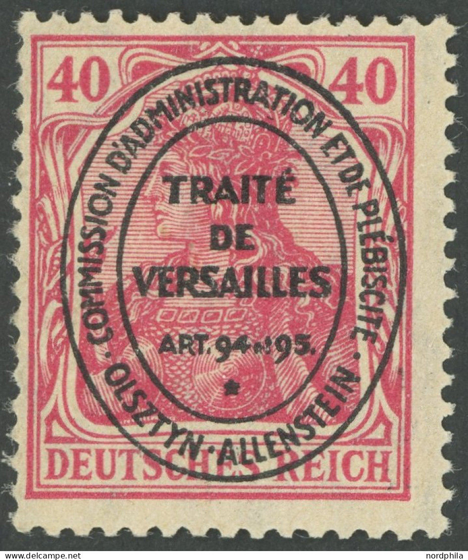 ALLENSTEIN I , Nicht Ausgegeben: 1920, 40 Pf. Lebhaftrotkarmin, Postfrisch, Pracht, Gepr. U.a. Dr. Hochstädter, Mi. 200. - Sonstige & Ohne Zuordnung