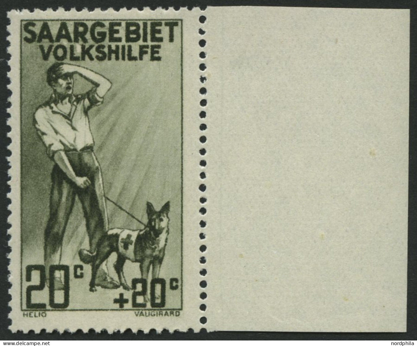 SAARGEBIET 104III , 1926, 20 Pf. Volkshilfe Mit Abart Apostroph Zwischen L Und K In Volkshilfe Retuschiert (weißer Fleck - Other & Unclassified