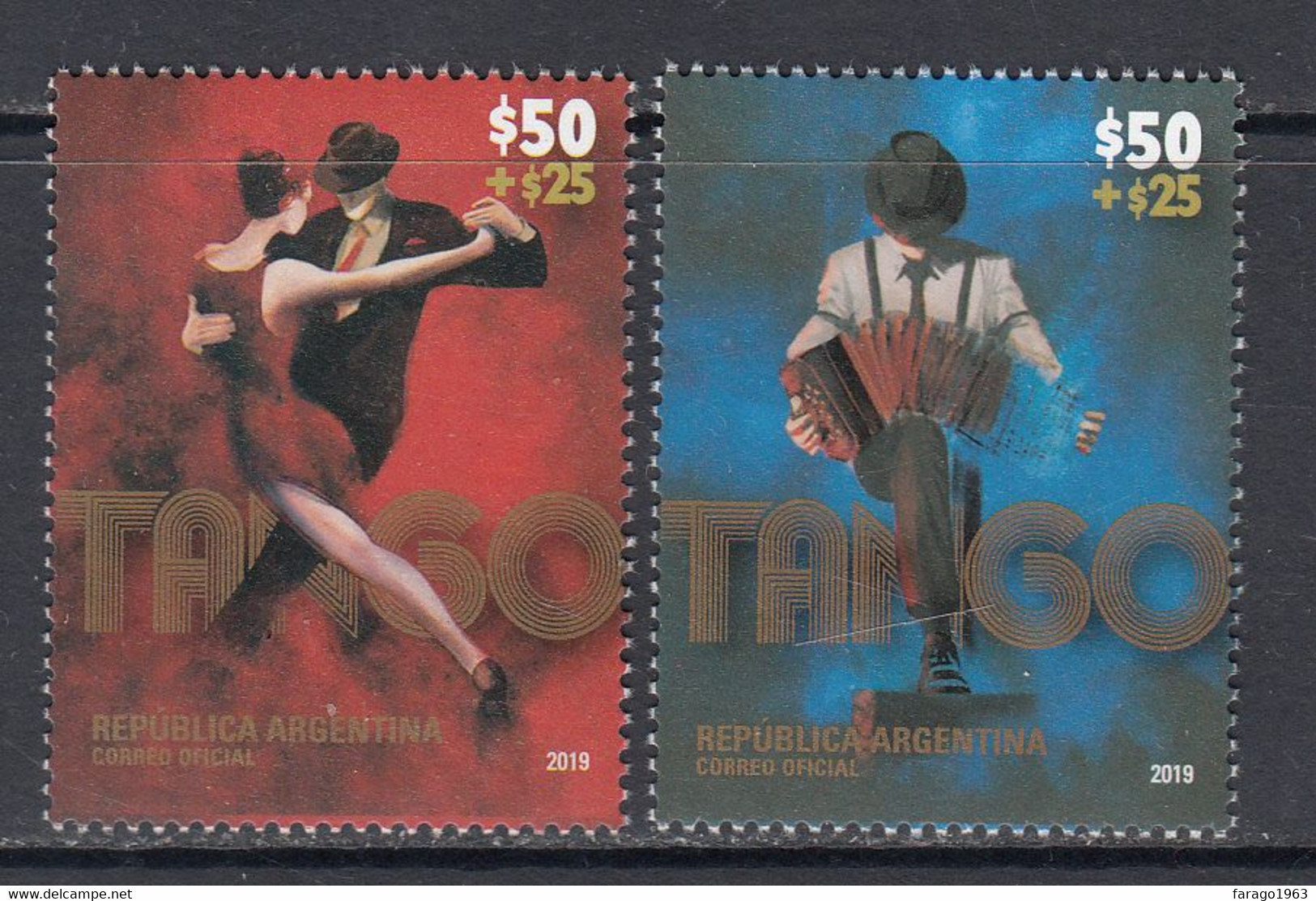 2019 Argentina Tango Dancing Semi-postal   Complete Set Of 2 MNH - Nuovi