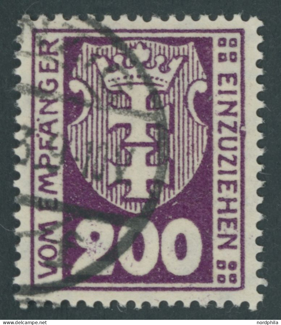 PORTOMARKEN P 16Y O, 1923, 200 Pf. Dunkelpurpur, Zeitgerechte Entwertung (DA)NZIG (5)f, Pracht, Fotoattest Gruber, Mi. 1 - Sonstige & Ohne Zuordnung