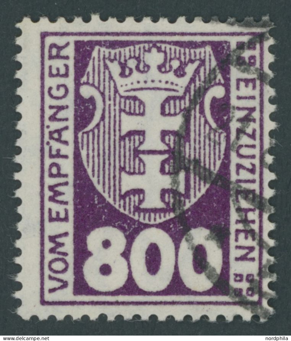 PORTOMARKEN P 20X O, 1923, 800 Pf. Dunkelpupur, Zeitgerechte Entwertung (DANZIG) 5 (b), Pracht, Fotoattest Soecknick, Mi - Andere & Zonder Classificatie