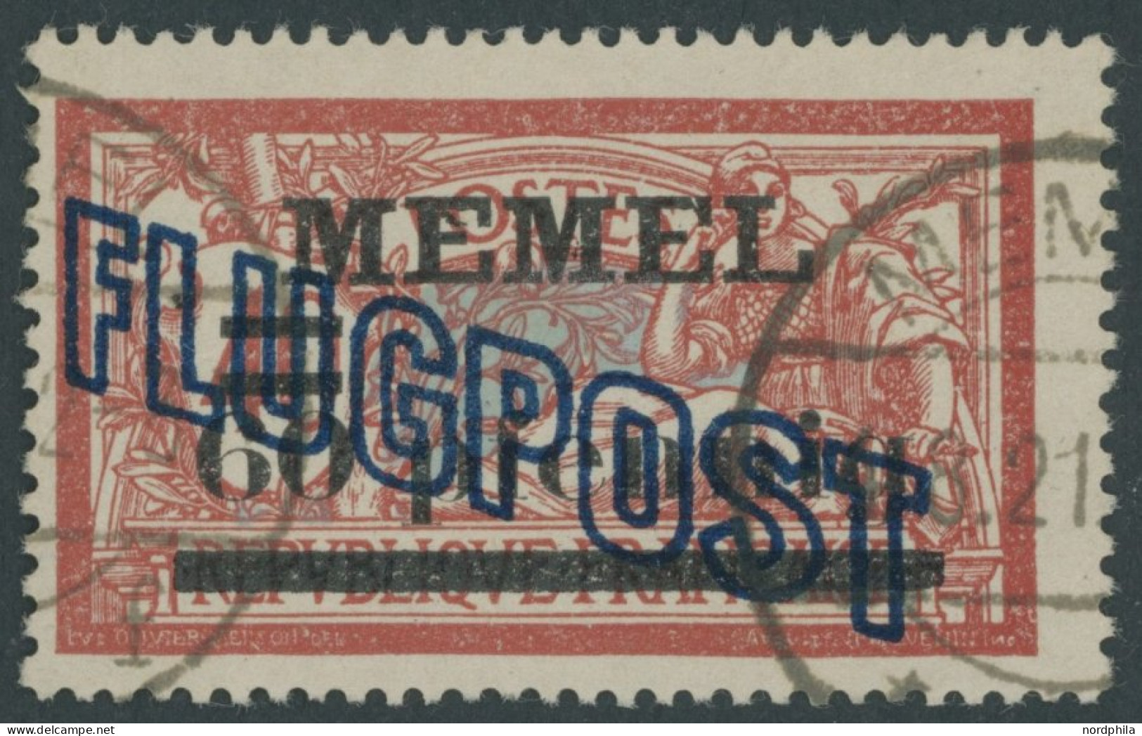 MEMELGEBIET 40Iy O, 1921, 60 Pf. Auf 40 C. Flugpost, Pracht, Gepr. Huylmans, Mi. 200.- - Memel (Klaïpeda) 1923