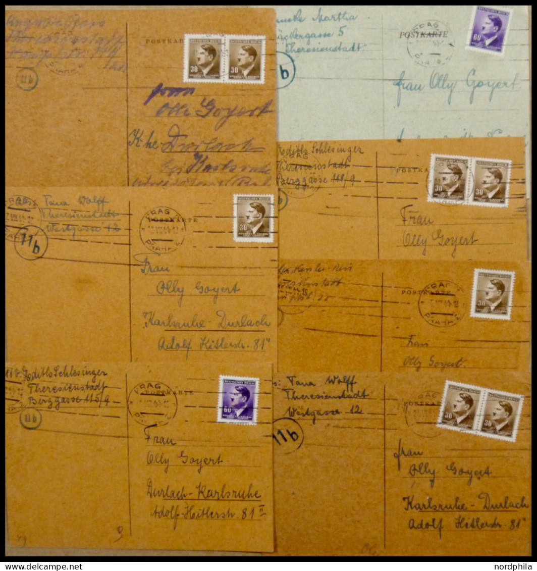 BÖHMEN UND MÄHREN Theresienstadt: 1944, 7 Paketbestätigungskarten Mit Protektorat-Frankatur, Pracht - Altri & Non Classificati