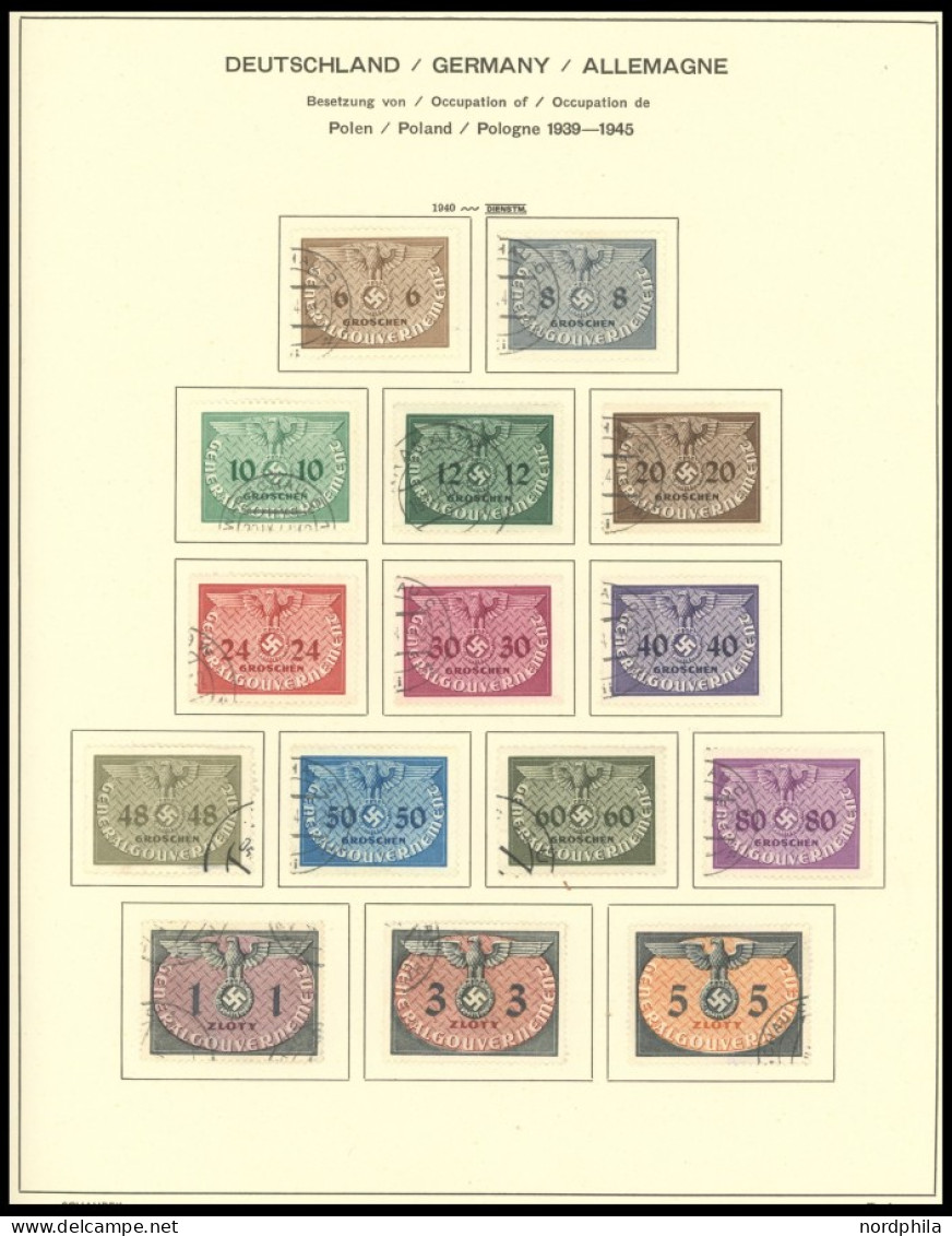 GENERALGOUVERNEMENT O, Komplett Gestempelter Sammlungsteil Generalgouvernement Auf Schaubek Seiten, Prachterhaltung - Occupation 1938-45