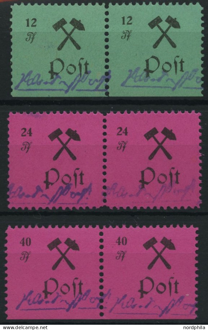GROSSRÄSCHEN 25-27IPFV , 1945, 12 - 40 Pf., Type I, Je Mit Plattenfehler Kerbe Im Unteren Bogen Des P (Feld 13), In Waag - Other & Unclassified