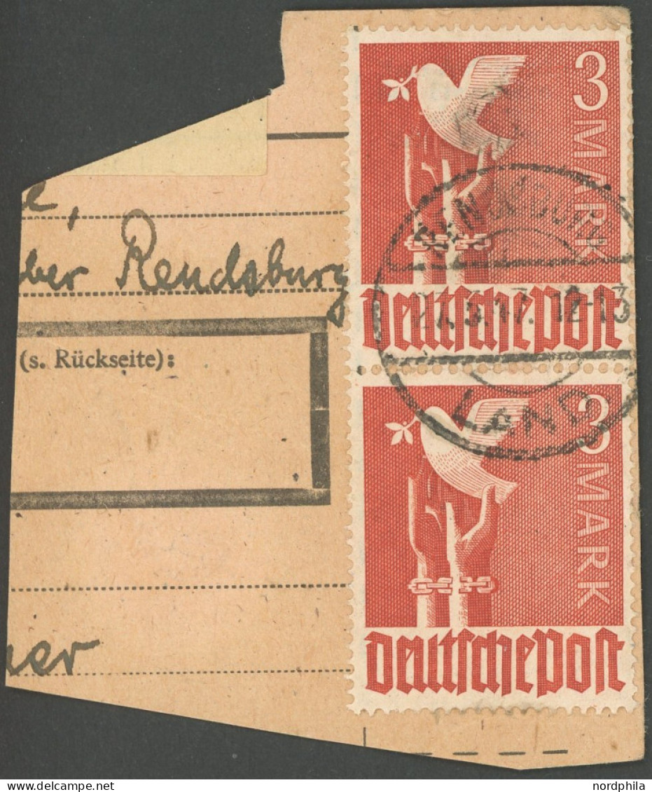 ALLIIERTE BES. 961POR BrfStk, 1947, 3 M. Bräunlichrot, Plattendruck, Oberrand Durchgezähnt, Auf Postabschnitt, Feinst - Sonstige & Ohne Zuordnung