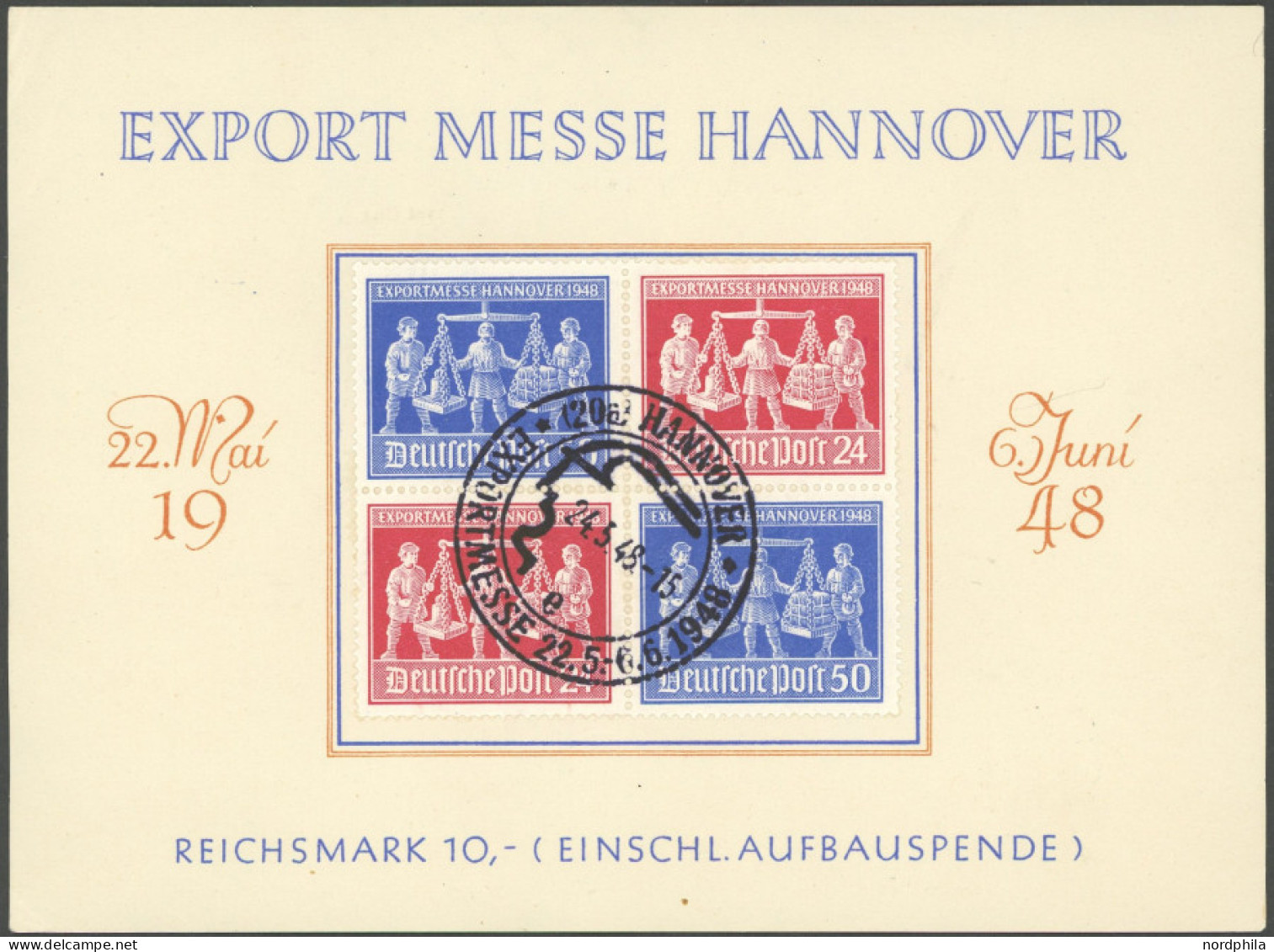 ALLIIERTE BES. VZd 1 BrfStk, 1948, Exportmesse Im Viererblock Auf Schmuckblatt Mit Sonderstempel - Andere & Zonder Classificatie