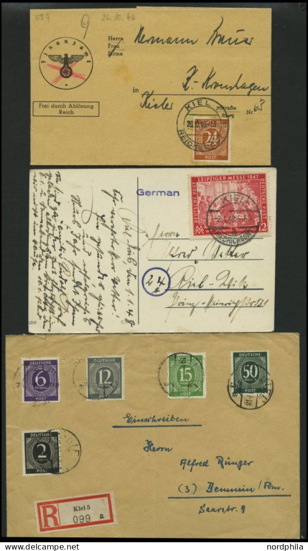 ALLIIERTE BES. 1945-49, Partie Von 85 Belegen Aus KIEL, Dabei Auch Ganzsachen, Sonderstempel Und Einige Besonderheiten,  - Sonstige & Ohne Zuordnung