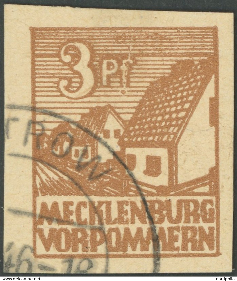 MECKLENBURG-VORPOMMERN 29y O, 1946, 30 Pf. Mittelorangebraun, Graues Papier, Pracht, Gepr. Kramp, Mi. 60.- - Autres & Non Classés