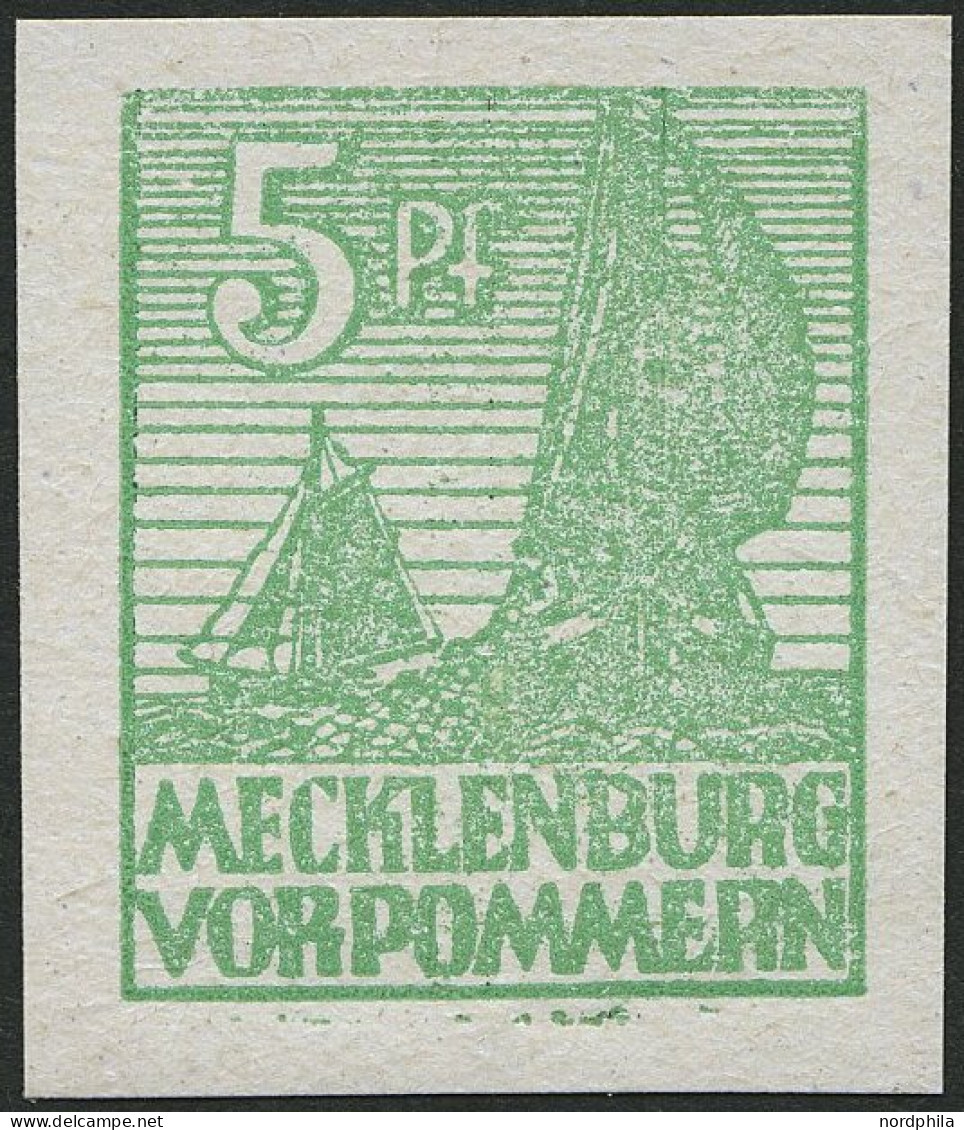 MECKLENBURG-VORPOMMERN 32xb , 1946, 5 Pf. Mittelgrün, Kreidepapier, Pracht, Gepr. Kramp, Mi. 240.- - Andere & Zonder Classificatie