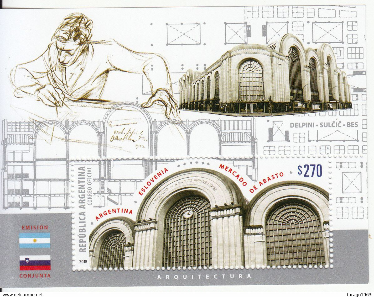 2019 Argentina Architecture JOINT ISSUE Slovenia   Souvenir Sheet MNH - Ongebruikt