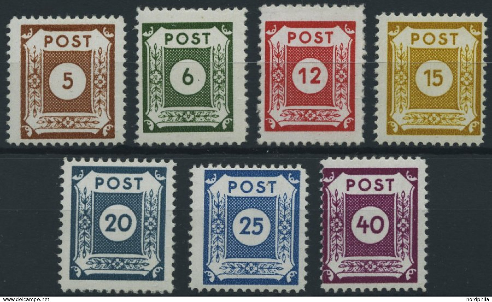 OST-SACHSEN DIII , 1945, 5, 6 Pf. Und 12 - 40 Pf. Coswig (Mi.Nr. 42/3,46-50DIII), Gezähnt L 111/2, Falzrest, 7 Prachtwer - Autres & Non Classés