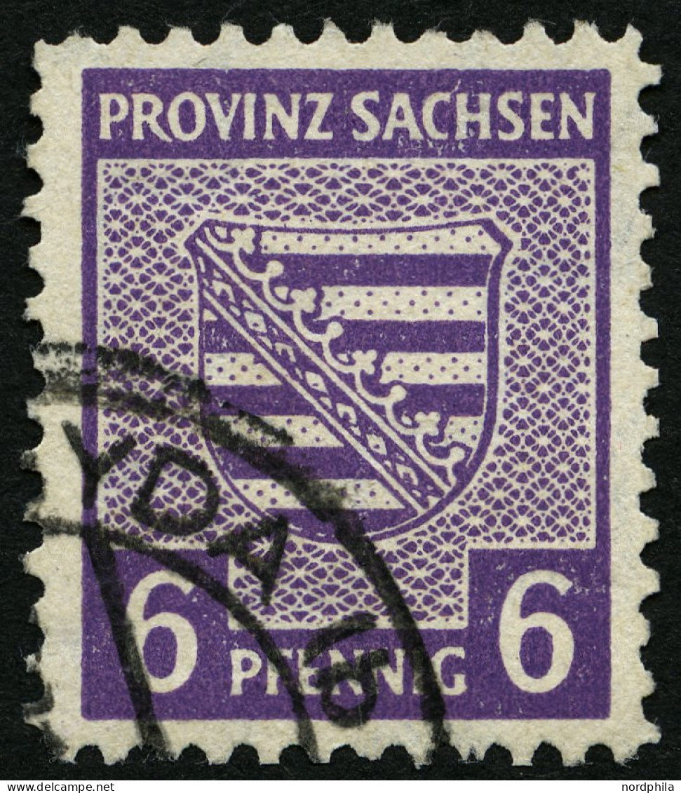 PROVINZ SACHSEN 69XAa O, 1945, 6 Pf. Grauviolett, Vierseitig Gezähnt, Pracht, Gepr. Schulz, Mi. 100.- - Andere & Zonder Classificatie