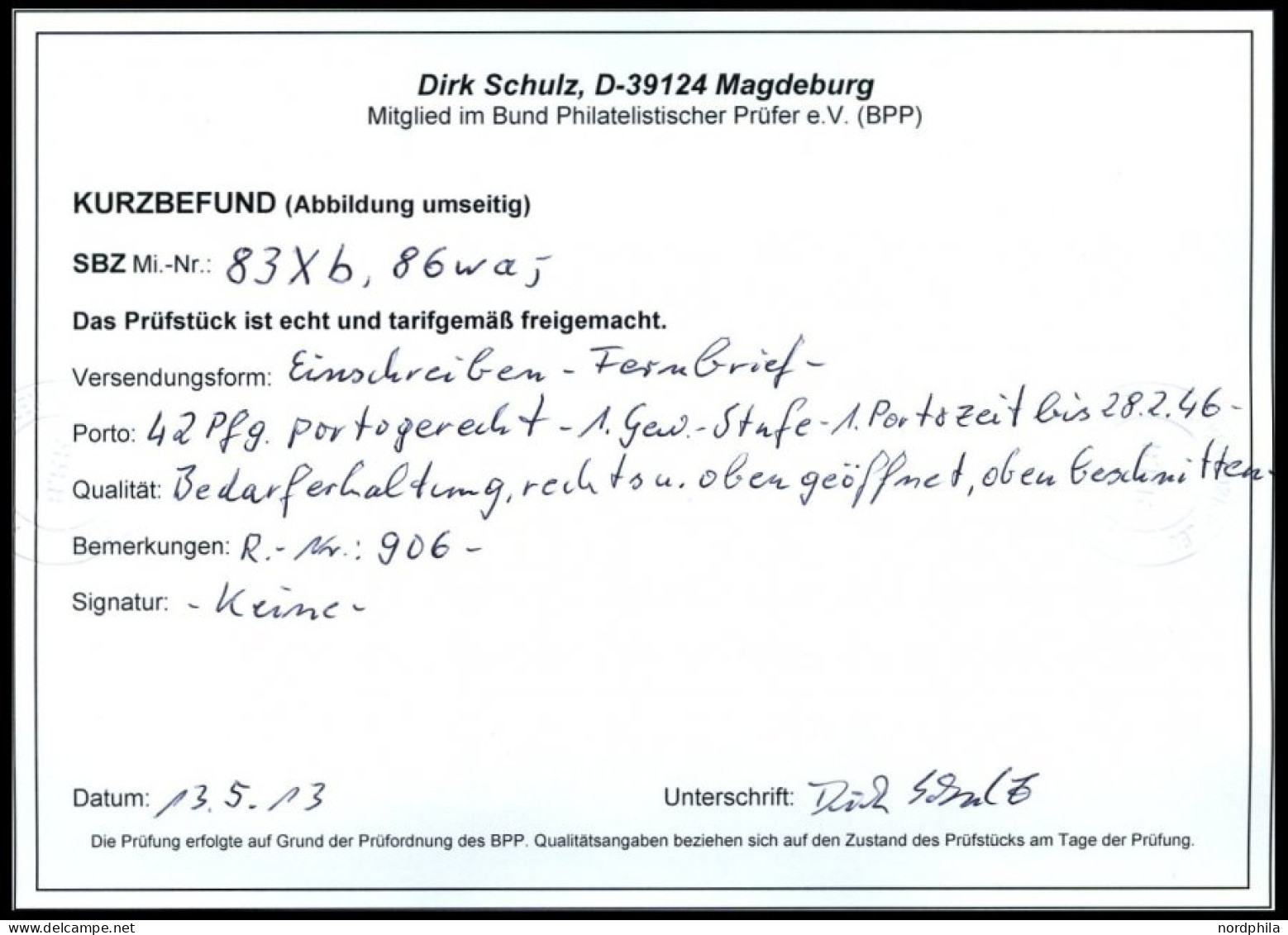 PROVINZ SACHSEN 83Xb BRIEF, 1945, 30 Pf. Bräunlicholiv, Wz. 1X, Mit 12 Pf. Zusatzfrankatur Auf Portogerechtem Einschreib - Sonstige & Ohne Zuordnung