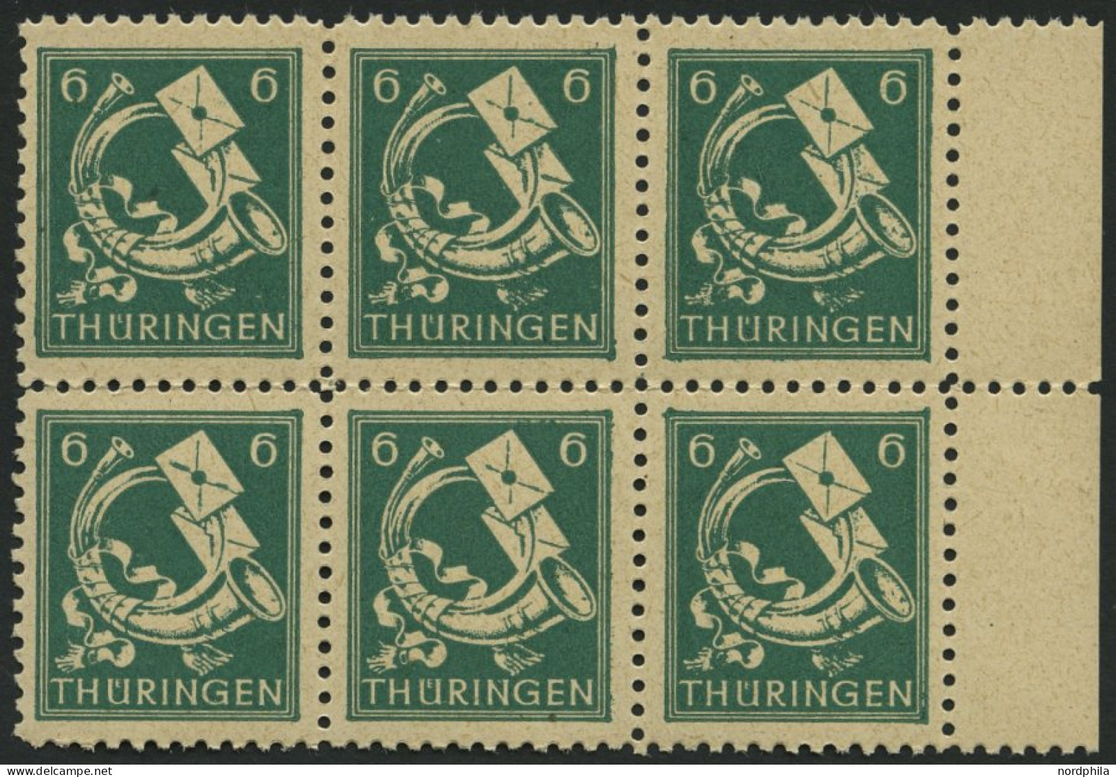 THÜRINGEN 95AXbs , 1945, 6 Pf. Schwärzlichbläulichgrün, Vollgummierung, Hellchromgelbes Papier, Hochglanzgummierung, Im  - Sonstige & Ohne Zuordnung