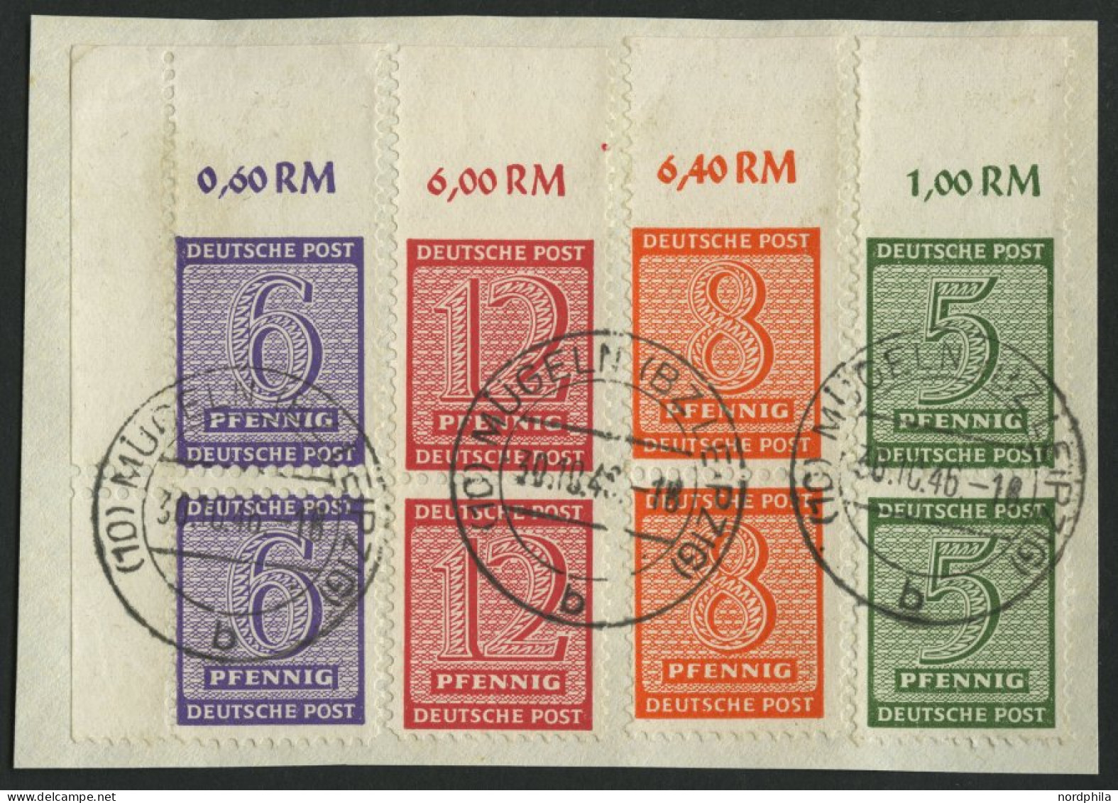 WEST-SACHSEN 116-19AXUo BrfStk, 1945, Mügeln, Wz. X, In Senkrechten Paaren Vom Bogenoberrand, Dort Ohne Waagerechte Zähn - Autres & Non Classés