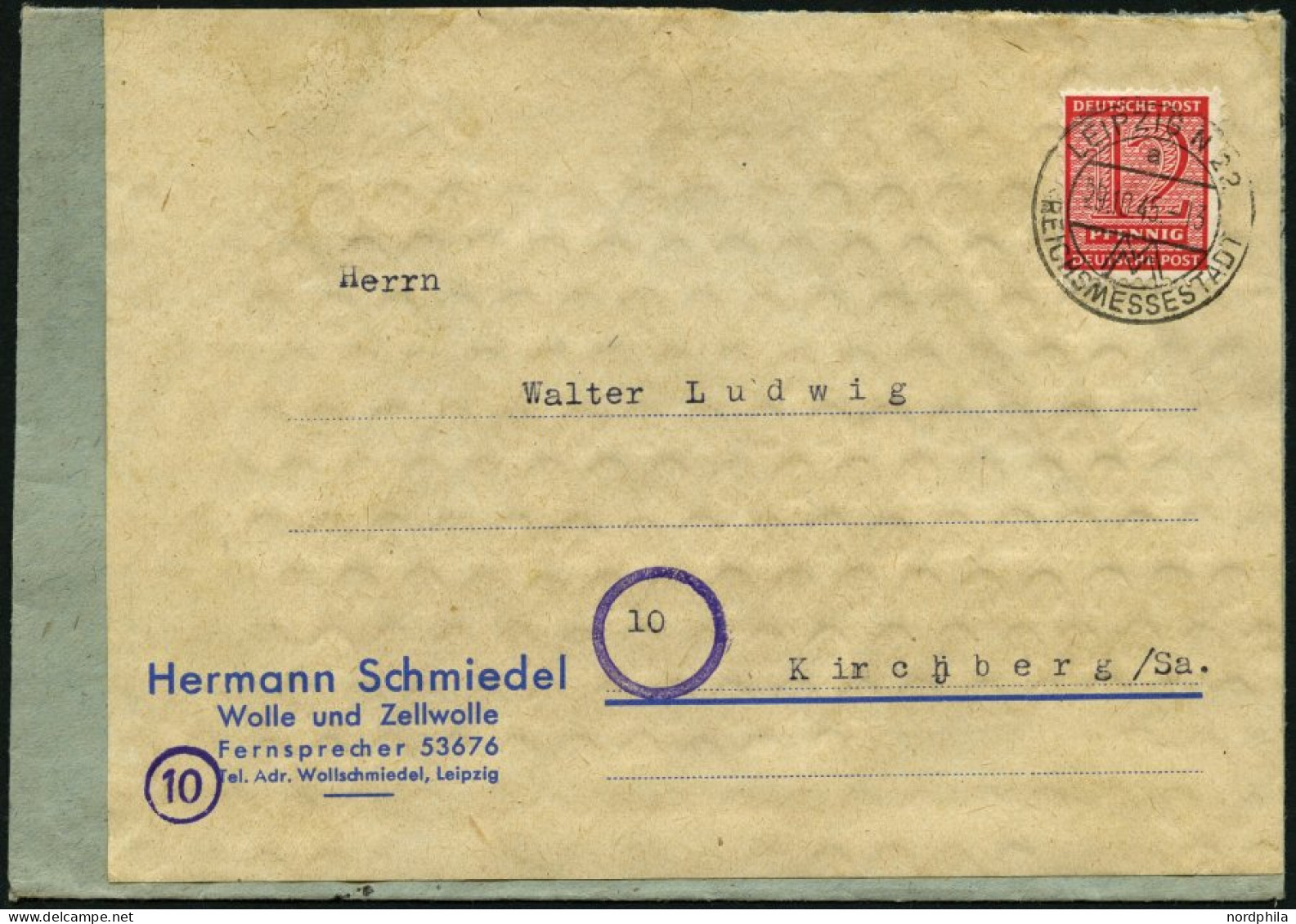 WEST-SACHSEN 123X BRIEF, 1945, 12 Pf. Versuchszähnung Auf Prachtbrief - Sonstige & Ohne Zuordnung