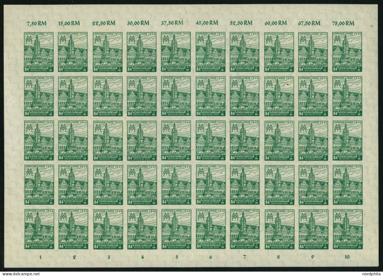 WEST-SACHSEN 162-65BY , Leipziger Messe, Ungezähnt, Wz. Y, Im Kompletten Bogensatz (50), Pracht, R!, Mi. (ohne Abarten): - Andere & Zonder Classificatie