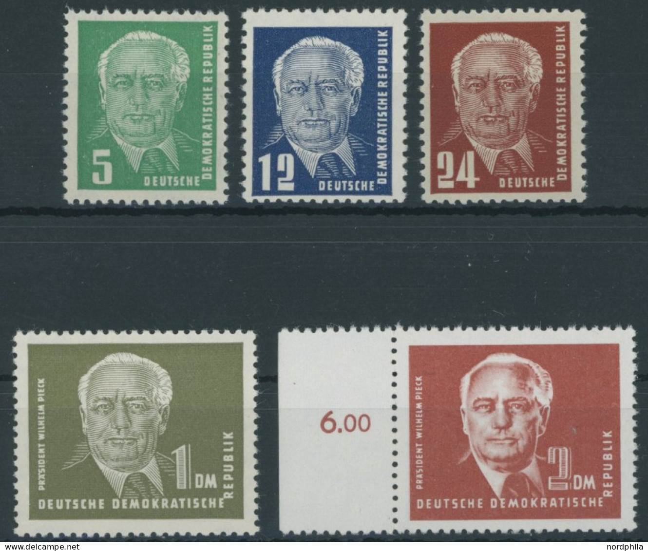 DDR 322-26 , 1952/3, Pieck, Wz. 2, Postfrischer Prachtsatz, Mi. 130.- - Autres & Non Classés