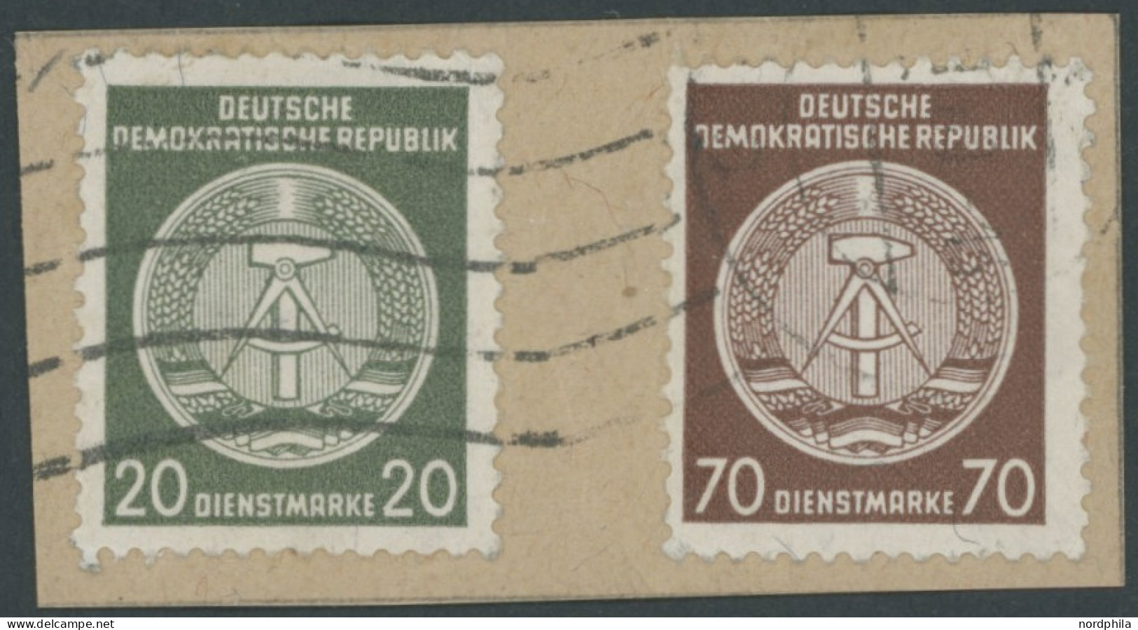 DIENSTMARKEN A D 41yAY BrfStk, 1958, 70 Pf. Rötlichbraun, Wz. 3Y, Gefasertes Papier, Mit 20 Pf. Zusatzfrankatur Auf Brie - Andere & Zonder Classificatie