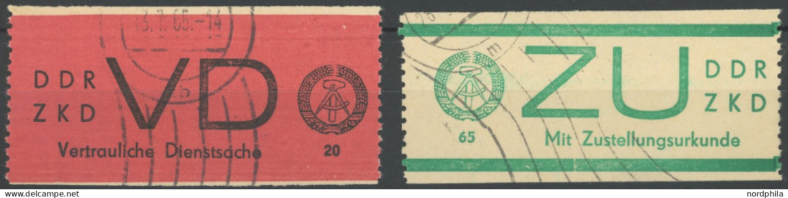 DIENSTMARKEN D VD 1A,E1 O, 1965, 20 Pf. Bräunlichrot/schwarz, Gezähnt 91/2 Und 65 Pf. Zustellungsurkunde, Feinst/Pracht, - Andere & Zonder Classificatie