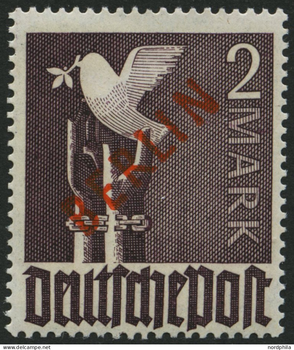 BERLIN 34 , 1949, 2 M. Rotaufdruck, Pracht, Gepr. D. Schlegel, Mi. 300.- - Neufs