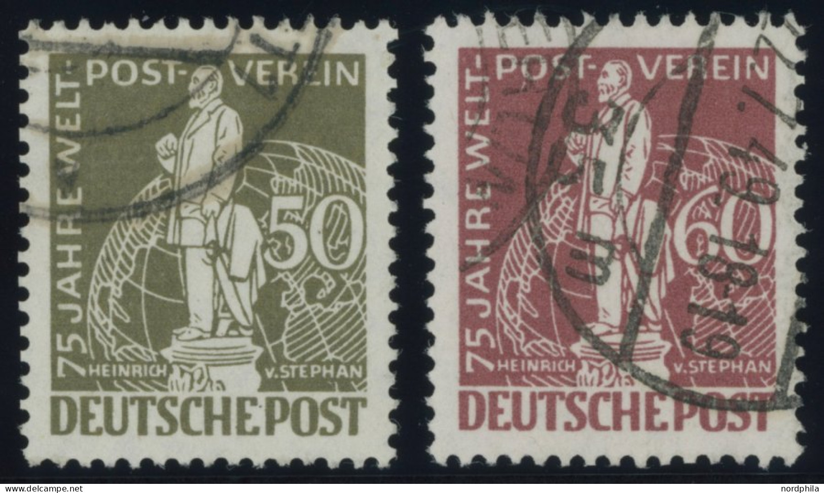 BERLIN 38/9 O, 1949, 50 Und 60 Pf. Stephan, 2 Prachtwerte, Mi. 90.- - Autres & Non Classés