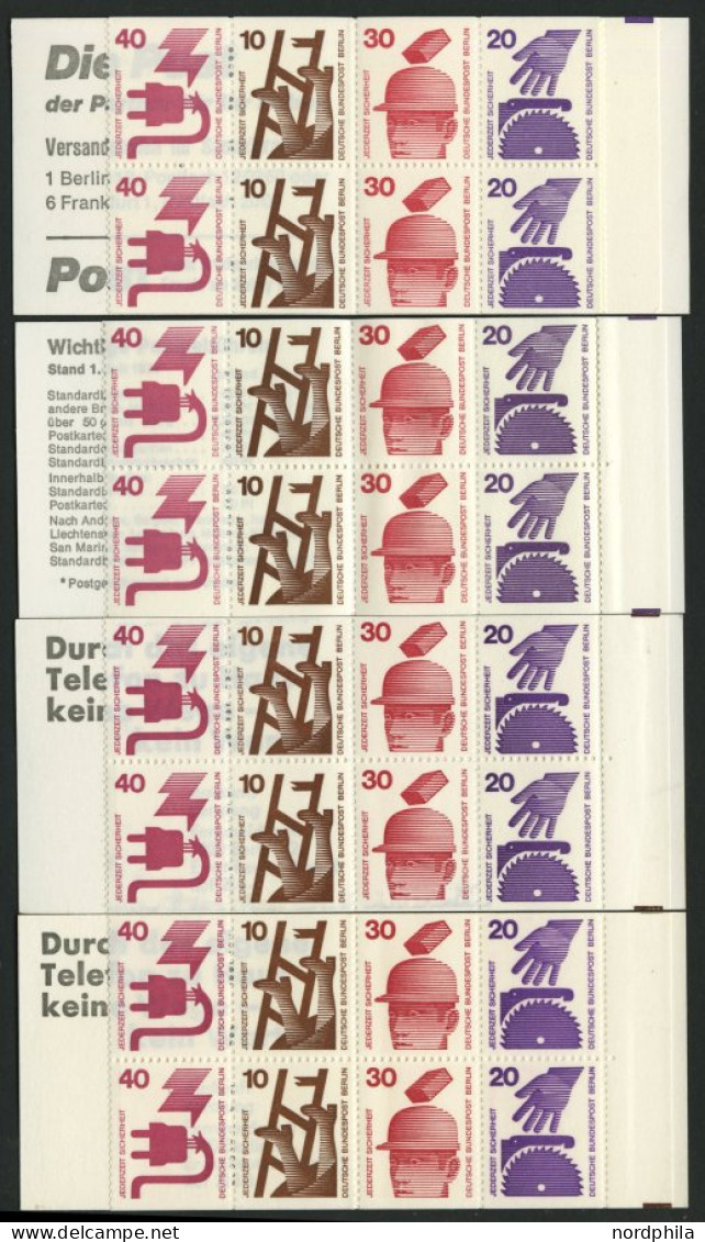 MARKENHEFTCHEN MH 9b,cI,dI,dII , 1974/6, 4 Markenheftchen Unfallverhütung, Pracht, Mi. 104.- - Zusammendrucke