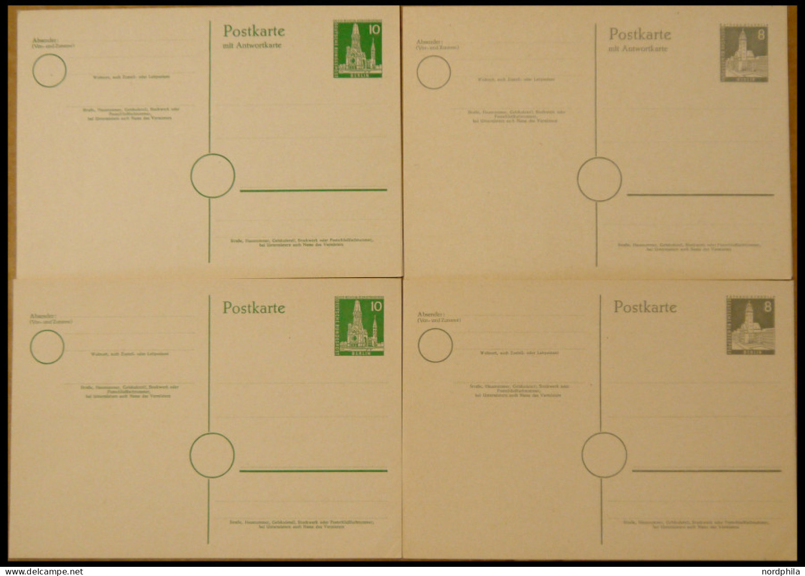 GANZSACHEN P 31-34 BRIEF, 1956, Bauten, 4 Ungebrauchte Karten, Pracht, Mi. 240.- - Sonstige & Ohne Zuordnung