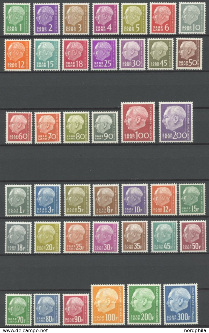 SAARLAND 380-99,409-28 , 1957, Heuss I Und II, 2 Postfrische Prachtsätze, Mi. 85.- - Autres & Non Classés