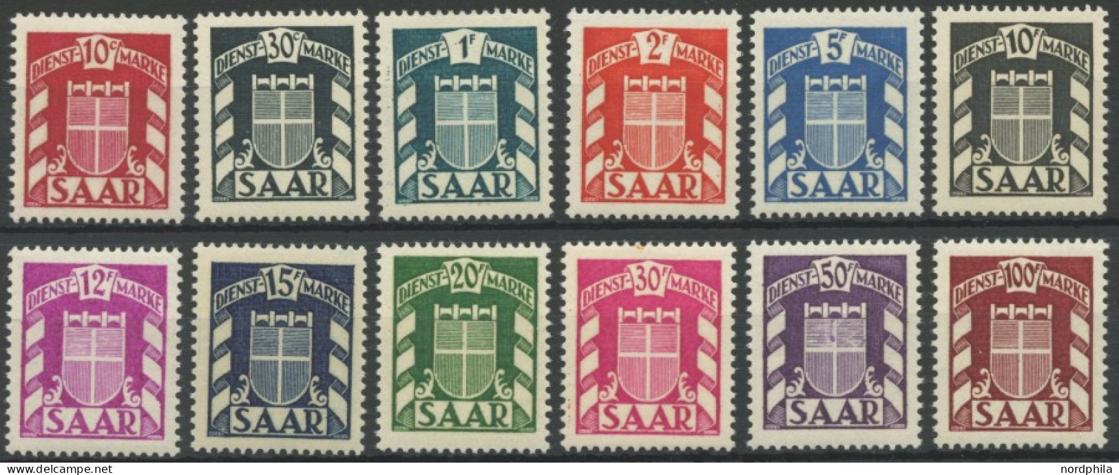SAARLAND D D 33-44 , 1949, Wappen, Postfrischer Prachtsatz, Mi. 150.- - Dienstmarken