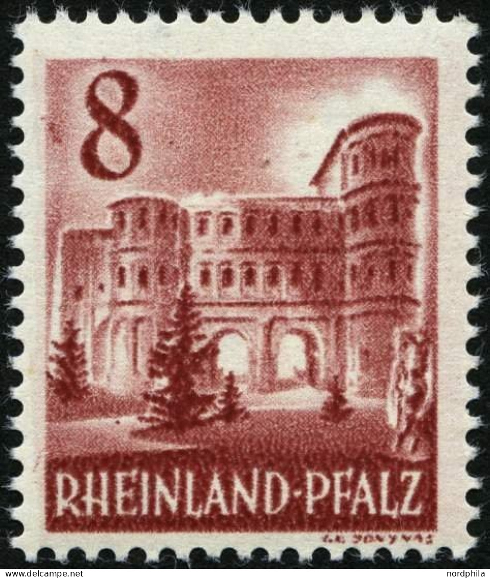 RHEINLAND PFALZ 36 , 1949, 8 Pf. Karminbraun, Pracht, Mi. 90.- - Autres & Non Classés