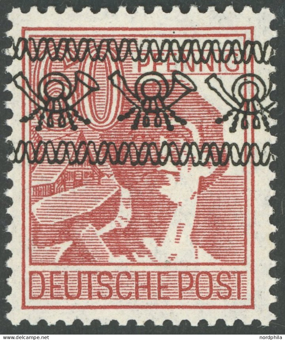 AMERIK. U. BRITISCHE ZONE 49Ia , 1948, 60 Pf. Braunkarmin Bandaufdruck, Postfrisch, Pracht, Gepr. Schlegel, Mi. 110.- - Andere & Zonder Classificatie