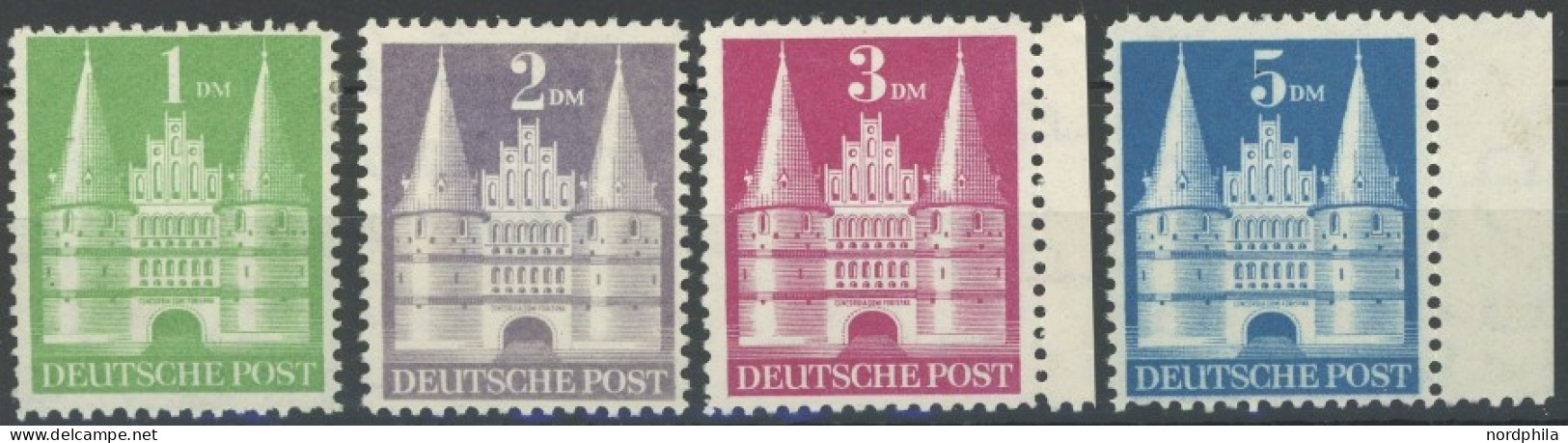 AMERIK. U. BRITISCHE ZONE 97-100I , 1948, 1 - 5 DM Flache Treppe, Falzrest, 4 Prachtwerte, Mi. 88.- - Sonstige & Ohne Zuordnung