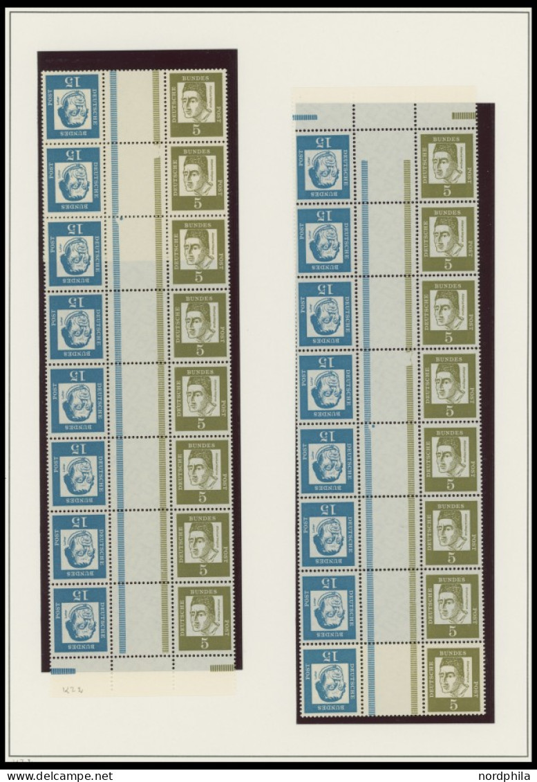 ZUSAMMENDRUCKE K 2a-K 5 , 1963-65, Postfrische Partie Bedeutende Deutsche In Kehrdruckpaaren, überwiegend In Bogenteilen - Se-Tenant