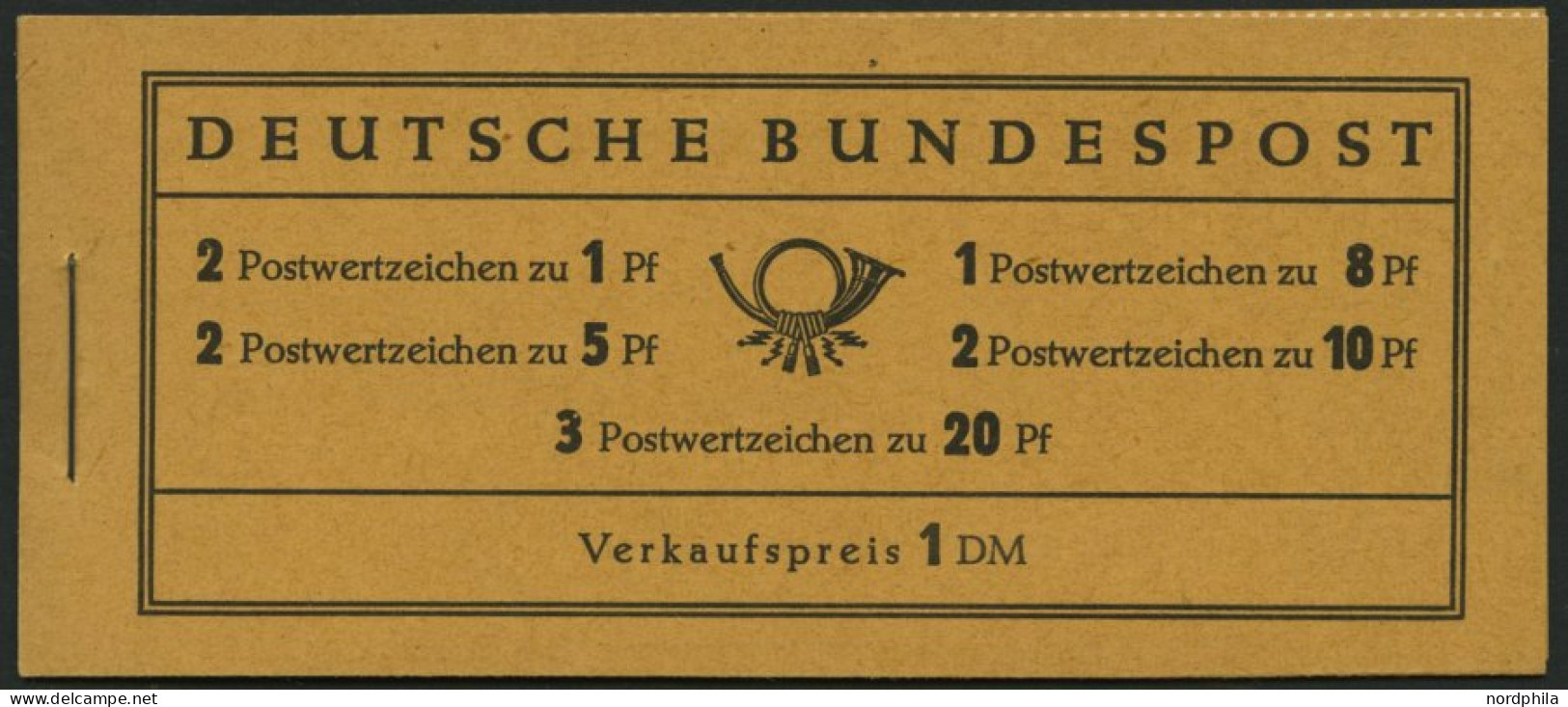 MARKENHEFTCHEN MH 4Xv , 1958, Markenheftchen Heuss/Ziffer, Deckel Dunkelchromgelb, Pracht, Mi. 100.- - Sonstige & Ohne Zuordnung