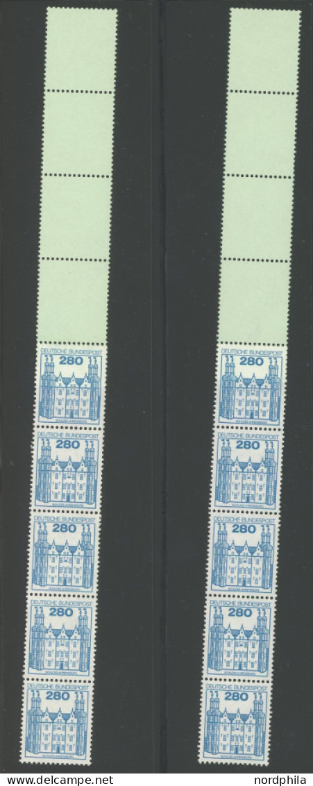 ROLLENMARKEN 1140-43AIR , 1982, Burgen und Schlösser V, 20 Rollenmarken (RE5+4Lf), fast nur Prachterhaltung