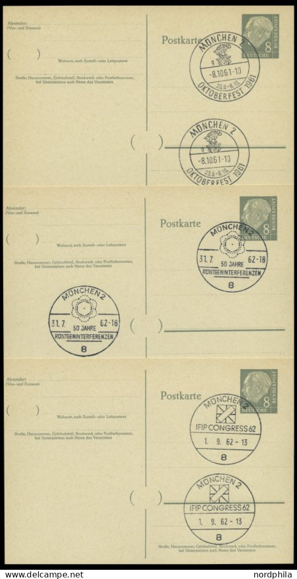 GANZSACHEN P 36 BRIEF, 1961, 8 Pf. Heuss Mit Postfachnummer Statt Postschließfachnummer, 6 Leer Gestempelte Karten Mit V - Andere & Zonder Classificatie