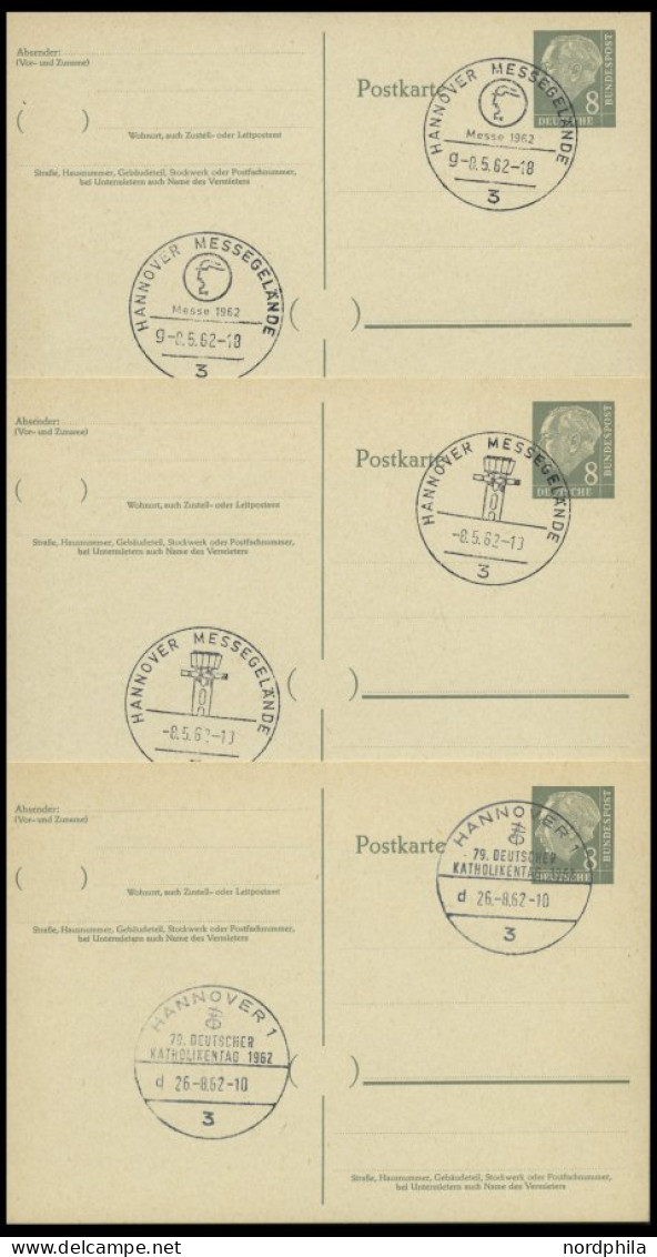 GANZSACHEN P 36 BRIEF, 1961, 8 Pf. Heuss Mit Postfachnummer Statt Postschließfachnummer, 3 Leer Gestempelte Karten Mit V - Autres & Non Classés