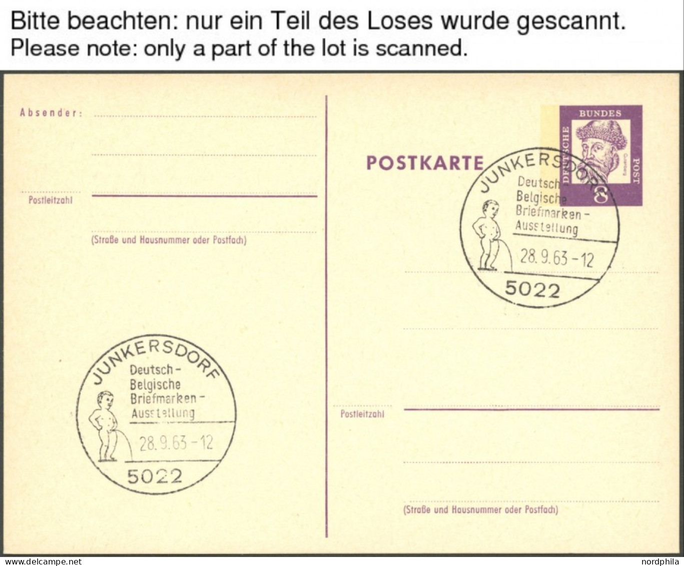 GANZSACHEN P 73 BRIEF, 1962, 8 Pf. Gutenberg, In Grotesk-Schrift, 68 Postkarten Leer Gestempelt Mit Verschiedenen Sonder - Andere & Zonder Classificatie