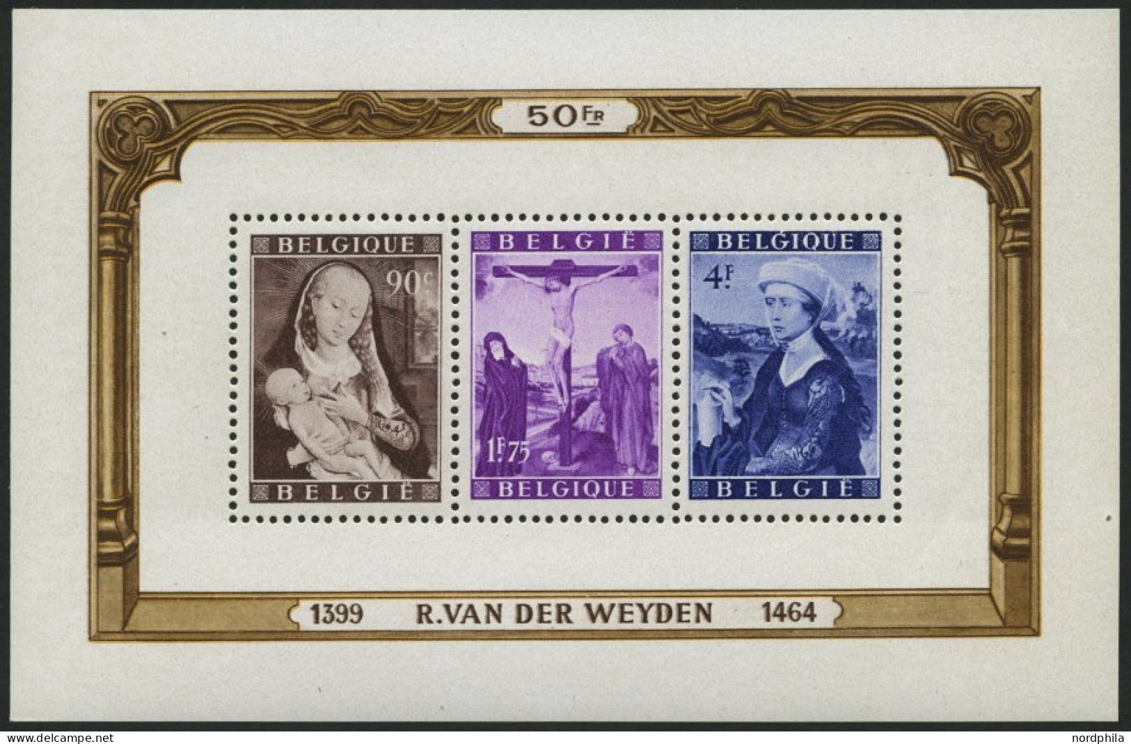 BELGIEN Bl. 21/2 , 1949, Blockpaar Gemälde, Minimale Anhaftung Im Rand Sonst Pracht, Mi. 320.- - Unused Stamps