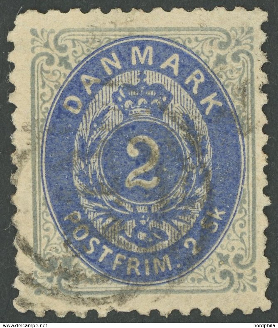 DÄNEMARK 16IB O, 1871, 2 S. Grau/ultramarin, Gezähnt L 121/2, üblich Gezähnt Pracht, Mi. 3200.- - Other & Unclassified