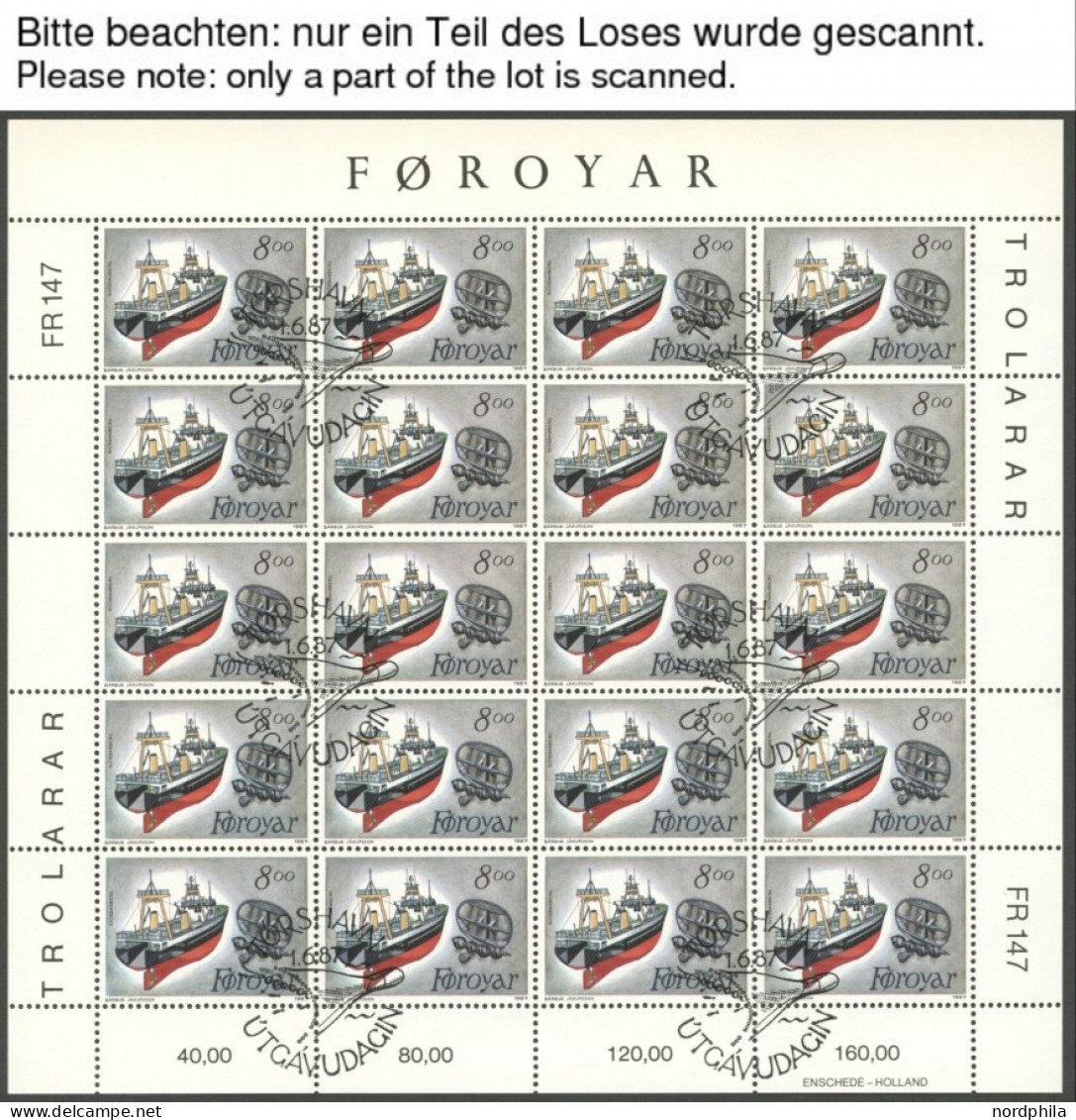 FÄRÖER 145-53,160/1KB O, 1986, 4 Kleinbogensätze, Ersttagsstempel, Pracht, Mi. 460.- - Isole Faroer