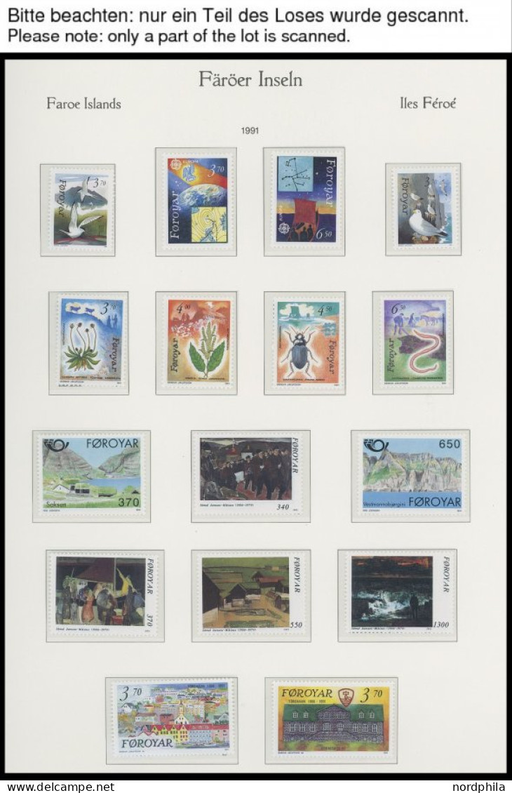 FÄRÖER , Komplette Postfrische Sammlung Färöer Von 1975-96 (ohne Block 8), Dazu Markenheftchen Fast Komplett, Jahresheft - Faroe Islands