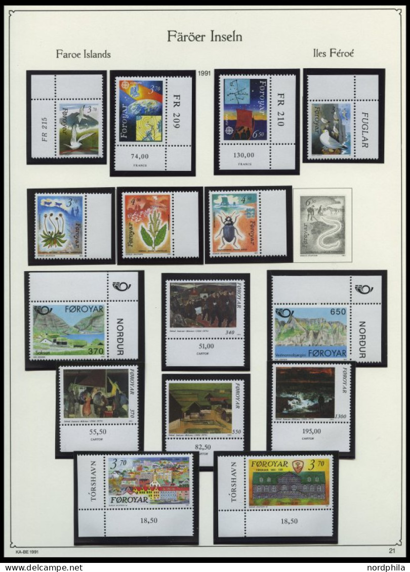 FÄRÖER , Bis Auf Einige Wenige Werte Komplette Postfrische Sammlung Färöer Von 1990-97 Auf KA-BE Seiten, Prachterhaltung - Féroé (Iles)